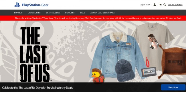A loja oficial do PlayStation Gear confirma que fechará em dezembro