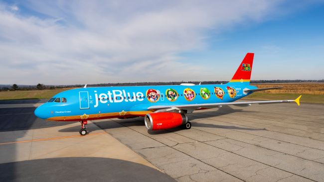 JetBlue dá a um de seus aviões uma reforma Super Mario