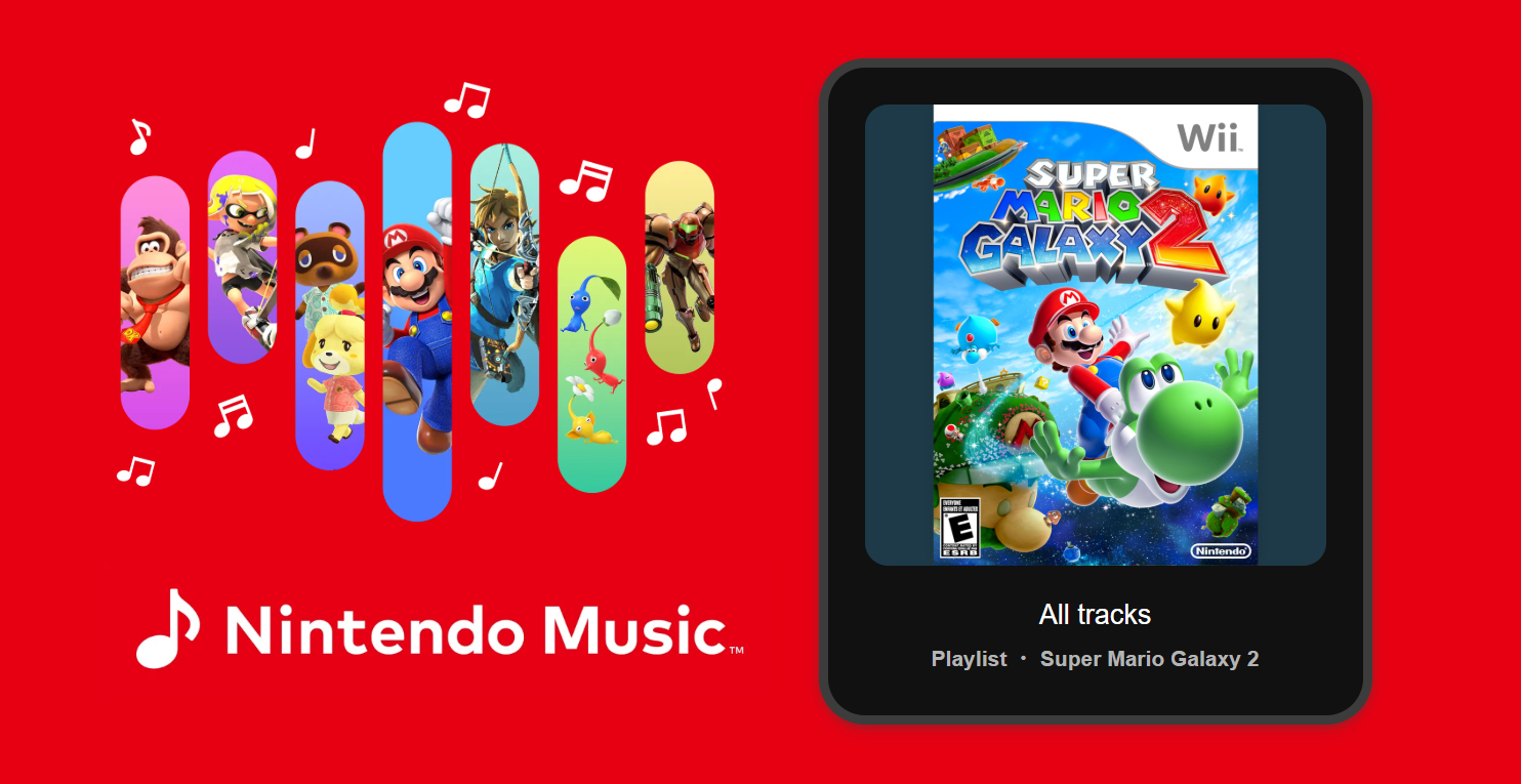 Mais músicas de Super Mario Galaxy adicionadas ao Nintendo Music