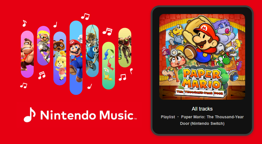 Paper Mario: The Thousand-Year Door junta-se à Nintendo Music