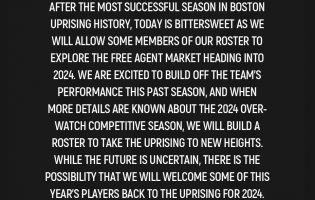 Boston Uprising abandona a maioria de sua lista da Liga Overwatch