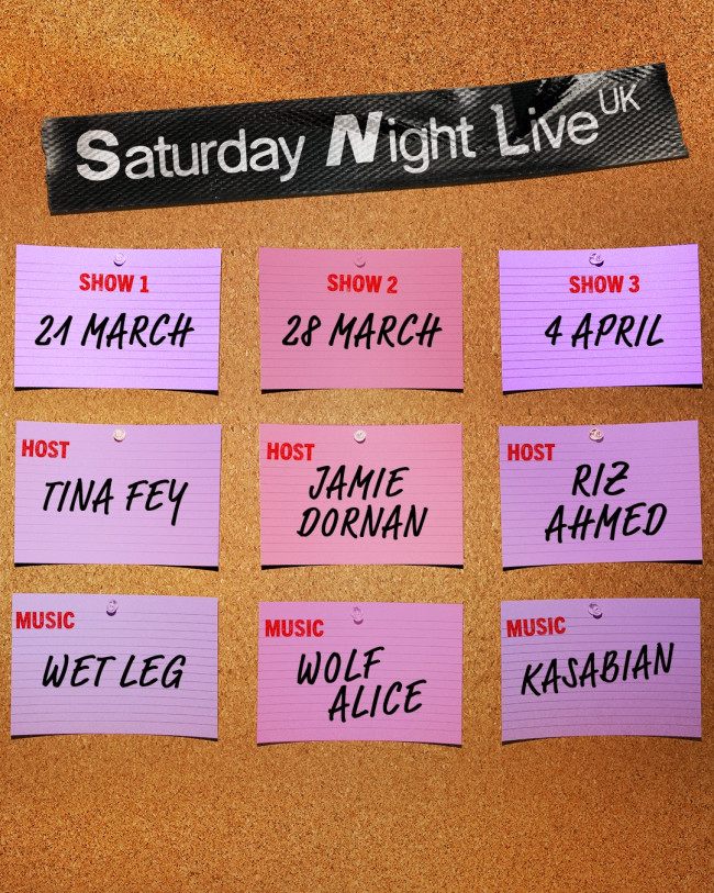 Tina Fey, Jamie Dornan e Riz Ahmed vão apresentar Saturday Night Live dos três primeiros programas do Reino Unido