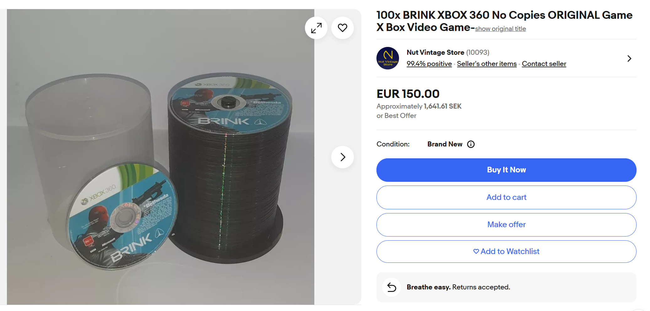 Agora você pode comprar 100 cópias de Brink em massa no Ebay