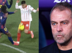 O Barcelona reclama de falta em Kound&eacute; pouco antes do gol do Girona: "Todos voc&ecirc;s viram isso", diz Hansi Flick