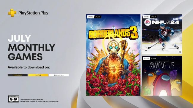 Borderlands 3, Among Us e NHL 24 são os jogos gratuitos do PlayStation Plus de julho