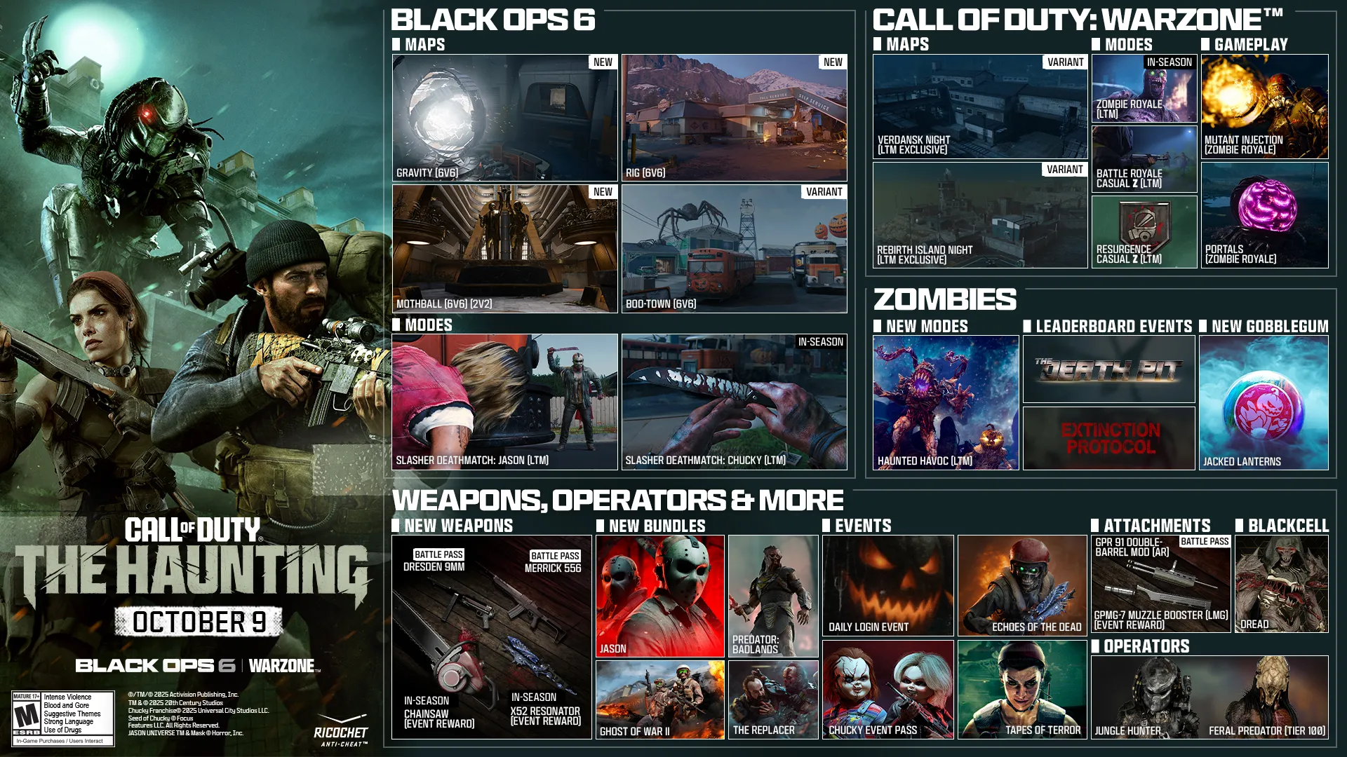 A temporada de Halloween de Call of Duty: Black Ops 6 traz Predador, Chucky e Jason Vorhees