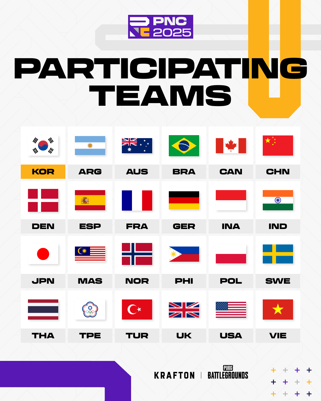 Aqui estão as equipes que competem na PUBG Nations Cup 2025