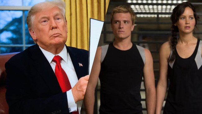 Donald Trump anuncia os 'Jogos Patriotas' com um homem e uma mulher, e as pessoas comparam aos Jogos Vorazes