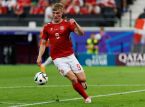 Rasmus H&oslash;jlund copia a comemora&ccedil;&atilde;o de Cristiano Ronaldo ap&oacute;s um gol contra Portugal
