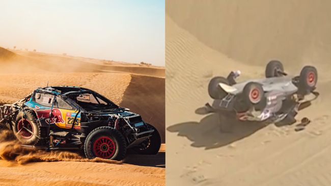 O atual campeão do Dakar, Carlos Sainz Sr., é forçado a se aposentar devido a um acidente