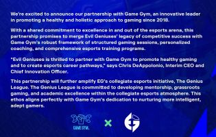 Evil Geniuses firma parceria com Game Gym