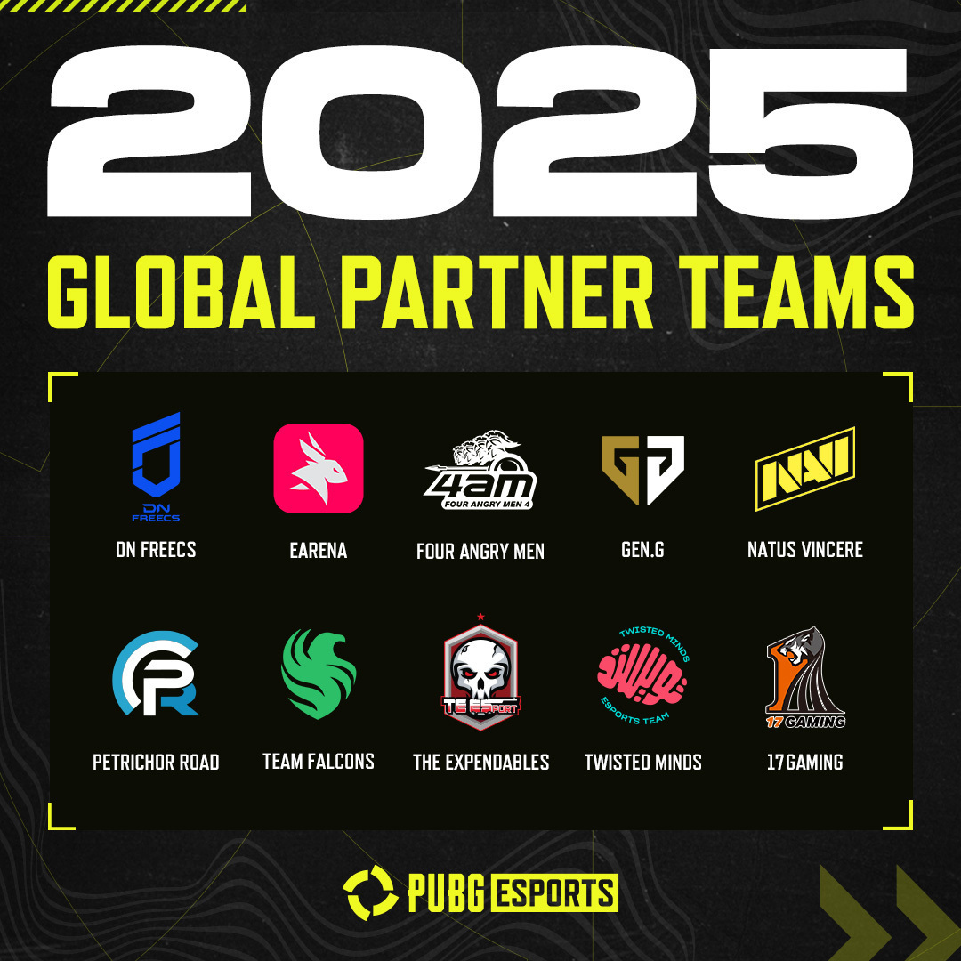 Aqui estão as equipes parceiras globais do PUBG Esports 2025