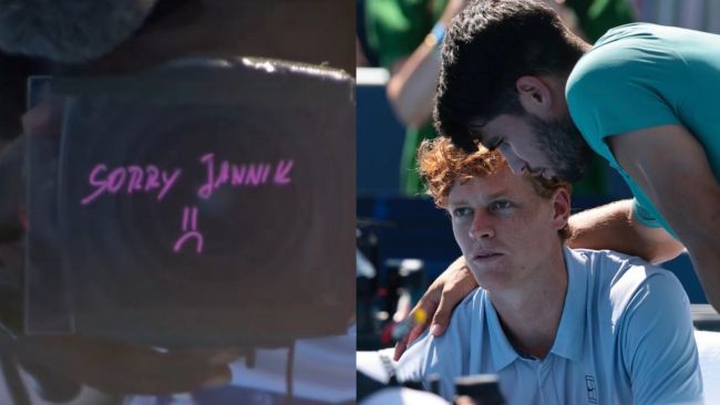 "Sorry Jannik:( ", o gesto sincero e as palavras de Alcaraz depois que Sinner se aposentou