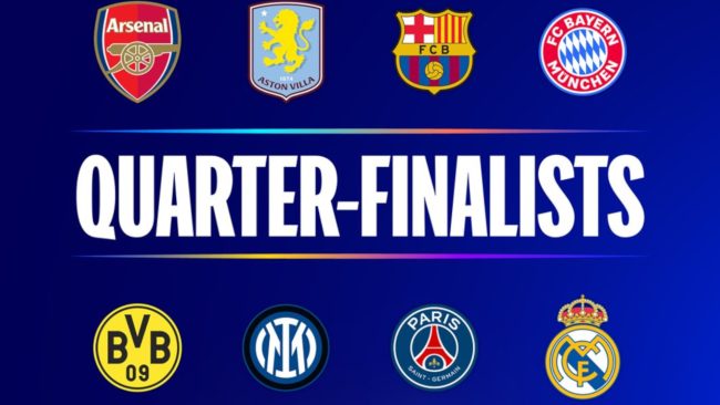 Arsenal, Madrid, Barcelona, PSG... quando são as quartas de final da Liga dos Campeões?