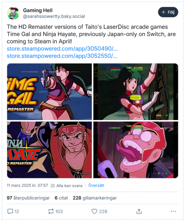 Taito está lançando remasterizações em HD de Ninja Hayate e Time Gal