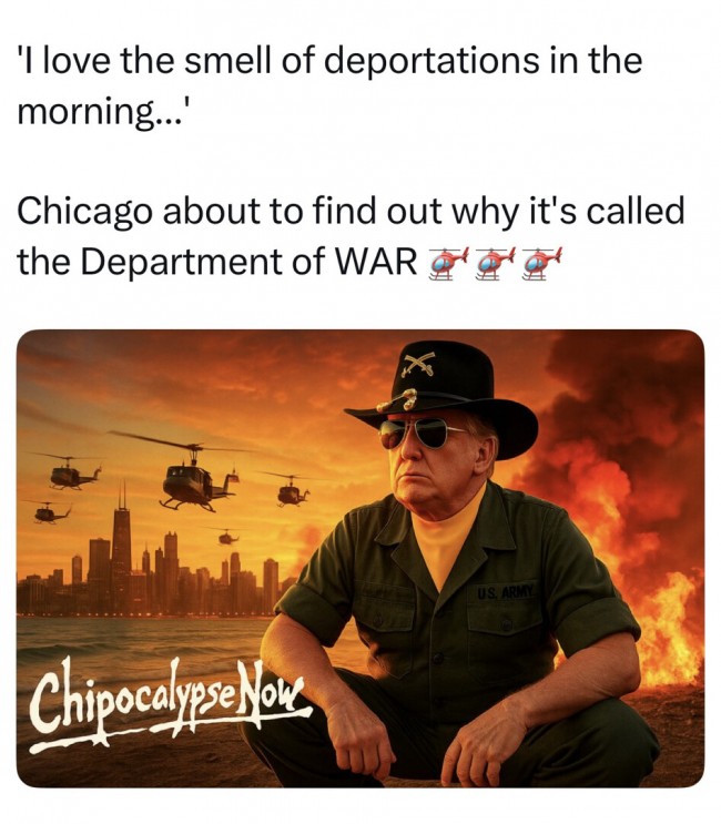 Trump compartilha outra imagem de IA... Este sobre a imigração de Chicago