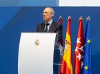 O presidente do Real Madrid, Florentino P&eacute;rez, anuncia novas elei&ccedil;&otilde;es e diz que n&atilde;o renunciar&aacute; em uma coletiva de imprensa bizarra