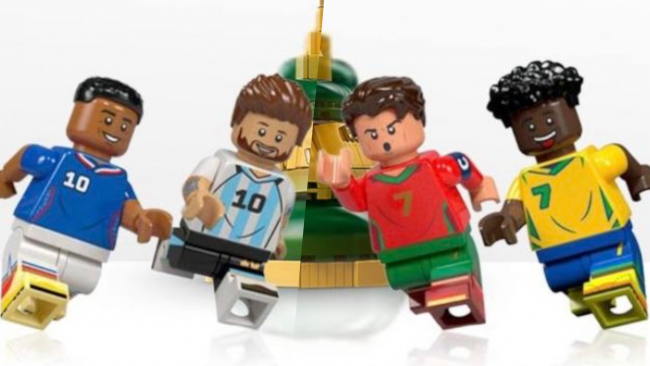 Mais conjuntos LEGO da Copa do Mundo vazam com minifiguras e estátuas de Messi, Ronaldo, Mbappé e Vini Jr.