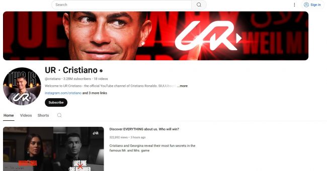 Cristiano Ronaldo abre canal no Youtube e consegue um milhão de inscritos em apenas uma hora e meia